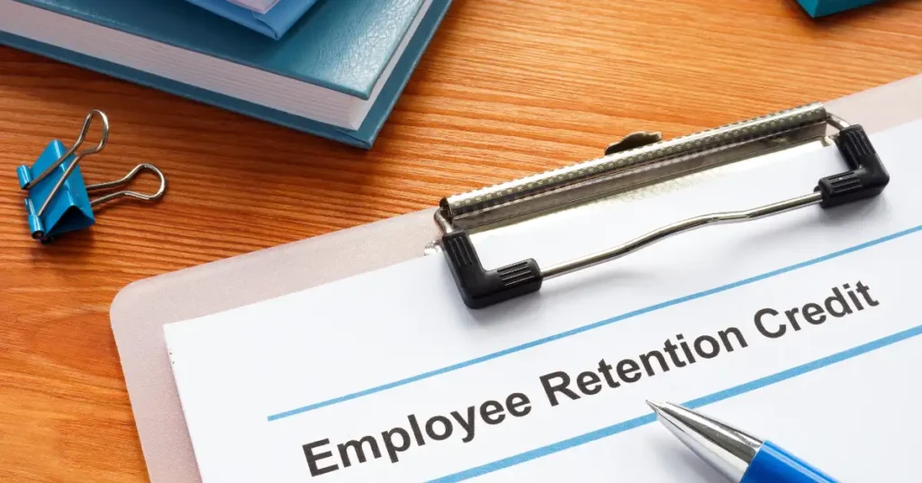 Picture of the Employee Retention Credit application form on a clipboard